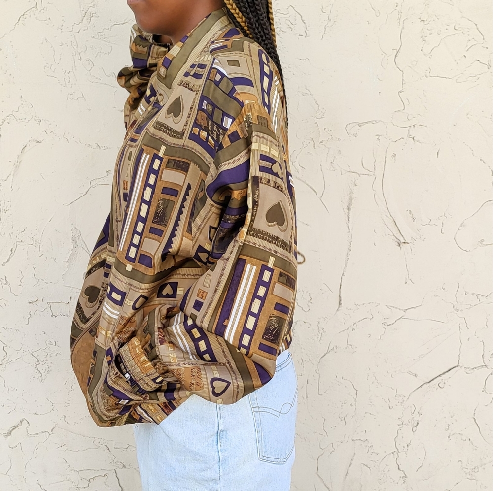 SOLD Vintage Brown Silk Jacket - Picture 2 of 8